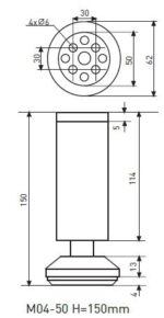 Цокольная опора M04-50 H=150MM SC — изображение 2