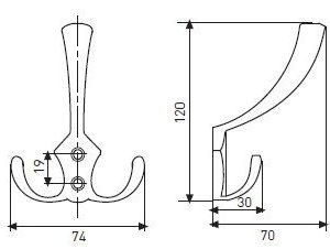 Мебельный Крючок N01 Antique Bronze Мебельный Крючок N01 Antique Bronze