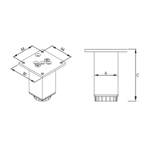 Ножка мебельная ALU-SKR04 Ножка мебельная ALU-SKR04