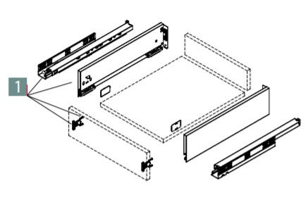 Выдвижной ящик Slim Box push-open с креплением фасада H=89